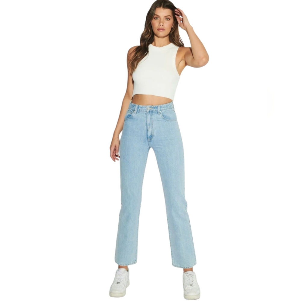 ABRAND A Venice Straight Denim Jeans In Waterfalls Blue Wash Size 25 0 High Rise